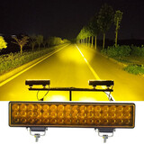 汽车长条灯led射灯12 24v防水超亮中网三排货车杠灯车顶灯越野车工程车强光爆闪白光黄光倒车长条灯 聚光30cm48珠144瓦强弱光爆闪黄光 单只灯