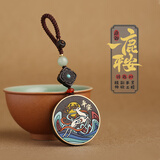 YORA一路平安汽车钥匙挂件彩绘黑檀木钥匙扣男士钥匙链女精致高档挂饰