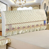 庭漫伊全包夹棉布艺绣花床头罩现代欧式防尘罩1.5m1.8m床头套2021年新款通用床靠背罩软包保护罩 绗绣金黄 180cm