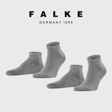 FALKE德国鹰客 HAPPY 2P男士袜子2双装短筒薄款商务纯色短袜干爽14606 3390- light greymel- 2双 均码 39-42