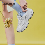 斯凯奇（Skechers）女鞋春季小白熊休闲鞋子厚底增高百搭运动软底老爹鞋99999863 白色/海军蓝色/WNV 36