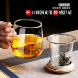 怡品堂 茶具 茶杯耐热玻璃杯茶水分离杯带把过滤喝茶杯男女士办公室家用观山水杯带盖 创意加厚玻璃泡茶杯 雅致杯470ml