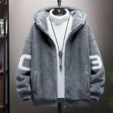 项后【项后】羊羔绒外套男套装冬季棉袄连帽加厚棉衣棉服学生三件套装 单件灰色加绒313 XL