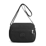 新款帆布女包中年妈妈单肩斜挎包女防水多层次轻便休闲小牛津尼龙布包 黑色