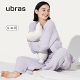 ubras【特卖】女加绒睡衣冬女加厚软绵绵简约坑条家居服套装女 柔灰紫套装-不含吊带 L