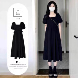 汐菡（XIHAN）法式连衣裙新款2024夏季女裙子夏天黑色显瘦女神范气质款衣服长裙 黑色 均码