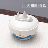 带盖火锅砚台陶瓷保湿墨碟不干墨书法专用不干笔墨池毛笔墨蝶笔架山多功能笔搁笔洗缸墨汁墨盒墨海文房四宝 火锅砚台【一路相随 白色】