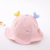 兔伊梦（TuYiMeng）婴儿帽子春秋薄款纯棉可调节夏季儿童遮阳帽春款男童女宝宝渔夫帽 smile爱心 布浅粉 3-24个月(40-48cm 可调节)