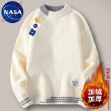 NASA XVVX官方秋冬季加厚毛衣男新款潮流宽松半高领针织衫男保暖男装上衣服 6081米白【加绒款】 XL (115-130斤)