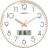 康巴丝（Compas）挂钟客厅钟表 万年历简约石英钟表挂墙时钟 C3242Y 轻奢金