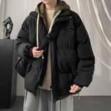 顶峰保罗（Dingfengbaoluo）假两件棉服外套男春秋宽松休闲保暖棉衣连帽棉袄子DFM22黑色L