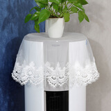 语斯绒空调防尘罩罩子盖布盖巾立式圆柱形柜机圆形开机简约空调罩布搭布 网纱白花边 83cm圆形