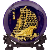 鹭艺轩一帆风顺帆船摆件厦门漆线雕工艺品开业礼品升迁高端礼物商务礼品 一帆风顺10吋（摆盘直径25厘米）