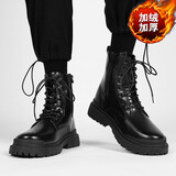 京策李云宁马丁靴男高帮潮鞋英伦风复古雪地皮靴棉鞋作战加绒保暖鞋男 M1998黑色加绒 44