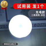 鸿视小夜灯可充电学生宿舍触摸感应小灯卧室睡眠停电应急家用照明灯 【发1个】充电款按按灯-白2档