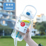 希乐（cille）水杯男女高颜值儿童学生夏季炫彩大容量健身运动吸管杯 雪球白1500ml