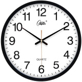 康巴丝（Compas）挂钟简约钟表创意客厅办公石英钟表挂墙卧室日历时钟钟表 黑白色 12英寸（直径30厘米）