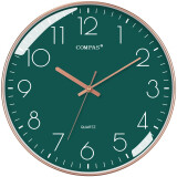康巴丝（Compas）挂钟 创意简约钟表客厅石英钟表挂墙卧室时钟薄边挂C3242 墨绿色