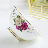 厚秀堂 景德镇碗家用骨瓷碗陶瓷碗套装 轻奢新款釉下彩米饭碗面碗5/6寸 【4.5英寸10个】描金玫瑰