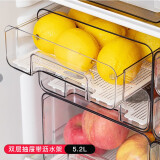 家の物语日本冰箱收纳盒食品级抽屉式蛋架盒冰箱水果盒鸡蛋盒整理储物盒子 双层 抽屉款5.2L-带沥水架