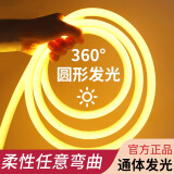 雷迪航灯带led圆形360度发光柔性霓虹灯造型户外亮化防水220v软管灯带 220v圆形发光柔性灯带【金黄光】