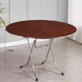 赛森 折叠圆桌餐桌家用简易可折叠6人小户型8人简易圆形老式吃饭桌子 多层棕色钢边【直径120厘米】 0cm 不锈钢架