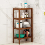 皇威马浴室置物架卫生间落地厕所洗脸盆架子家用竹非实木放沐浴露收纳架 茶色四层52长四方架