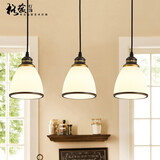 格蕴美式餐厅吊灯三头北欧现代简约创意复古田园个性吧台餐桌饭厅灯具 3头直盘 黑描金*三色全光谱护眼