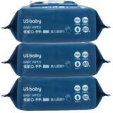 优生 婴儿卫生带盖柔湿巾纸 口 手手 脸柔加厚大张幼儿柔湿巾 3连包