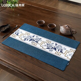 骆易家（LORiCA）新中式禅意干泡茶席杯垫茶垫茶桌垫布桌布国风小茶席台垫茶具配件 国色芳华（多丽丝麻）-蓝色 茶席30*50cm（一片装）