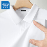 真维斯（Jeanswest）短袖t恤男夏季冰丝透气速干Polo领上衣大码青年港风复古宽松衣服 白色(纯色) M (建议105-115斤左右)