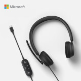 微软 (Microsoft) USB-C®时尚耳麦 头戴式耳麦 立体音效耳麦 电脑办公耳麦 黑色 轻量化舒适降噪耳麦