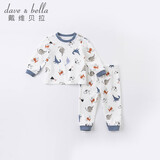 戴维贝拉（DAVE＆BELLA）男童睡衣儿童家居服两件套女童秋衣秋裤宝宝内衣套装婴幼童服装 恐龙印花 73 cm（建议身高66-73cm）