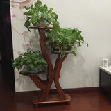 木洛阁实木花架阳台客厅多功能多层吊兰花盆架子中式室内高档装饰鱼缸架 3托A款胡桃色【普通款】 实木花架