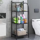 索尔诺（SuoErnuo）厨房置物架落地客厅卫生间浴室收纳置物架调料架出租大容量储物架 三层黑色【34*29*85.5cm】