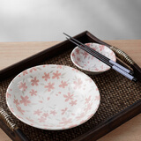 美浓烧（Mino Yaki） 日本进口樱花陶瓷餐具组合简约唯美隔热防烫米饭碗家用面碗餐盘 8英寸餐盘【20.5*4cm】