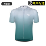 ROGTYO自行车骑行服夏季短袖骑行背带短裤速干排湿轻盈骑行穿戴装备 渐变绿短袖上衣 XL