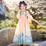 安妮优儿（Anneyol）汉服女童春款2025新款春秋季古风连衣裙超仙襦裙儿童中国风唐装夏 粉色短袖 130