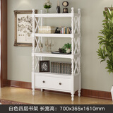 千美居  美式书架落地实木组合书柜书橱厨房置物架欧式家用收纳展示架 白色四层70*36*169