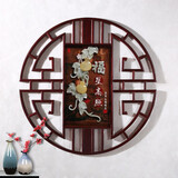 沃皓（wohao）东阳木雕玄关挂件新中式玉雕挂画入户走廊客厅装饰画立体浮雕玉石 福星高照 80*80 20mm厚板 独立