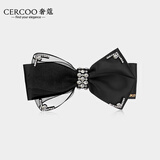 奢蔻（Cercoo）蝴蝶结梦境花黑色发夹弹簧夹百搭小众一字夹高级感布艺马尾夹子女 黑色