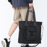 法德陆 大学生上课通勤包男大容量可斜挎托特包轻便日常上班单肩包手提包 heimi2677黑色