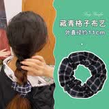 清晨的星星低丸子头发绳女生绑头发头绳大肠发圈扎头发高弹力耐用橡皮筋新款 格子藏青