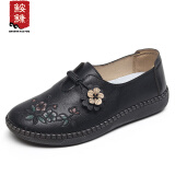 鮟鱇老北京布鞋女春秋中老年单鞋软底牛筋底妈妈鞋78806 黑色 38 
