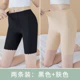 娴妃【两条装】五分冰丝打底裤女高腰收腹防走光安全裤女中款紧身薄款二合一内裤 2条装【黑+肤】 XL码【130-160斤】