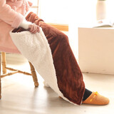 合雨（heyu）小毛毯双层加厚秋冬季办公室午睡盖腿毯子法兰绒膝盖毯学生儿童毯 咖啡色 70*100cm-双层加厚