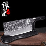 谭铁匠手工锻打菜刀家用切片刀厨师专用超快锋利厨刀斩切刀具厨房5cr15MoV钢材斩切两用刀 5cr15MoV钢材锻造菜刀