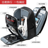 尼格尔双肩包男士背包大容量休闲商务电脑包15.6英寸出差旅行学生书包 典雅黑【外置USB充电】