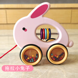 牛摇抖音同款牵线蜗牛拖拉学步玩具车小狗拉车婴儿童拉绳拉线1-2岁男3 牵绳-小白兔