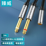 臻威（ZHENWEI）3.5mm母转双6.5mm一分二音频线 6.35大二芯立体声转接线手机笔记本电脑调音台音响箱连接线2M